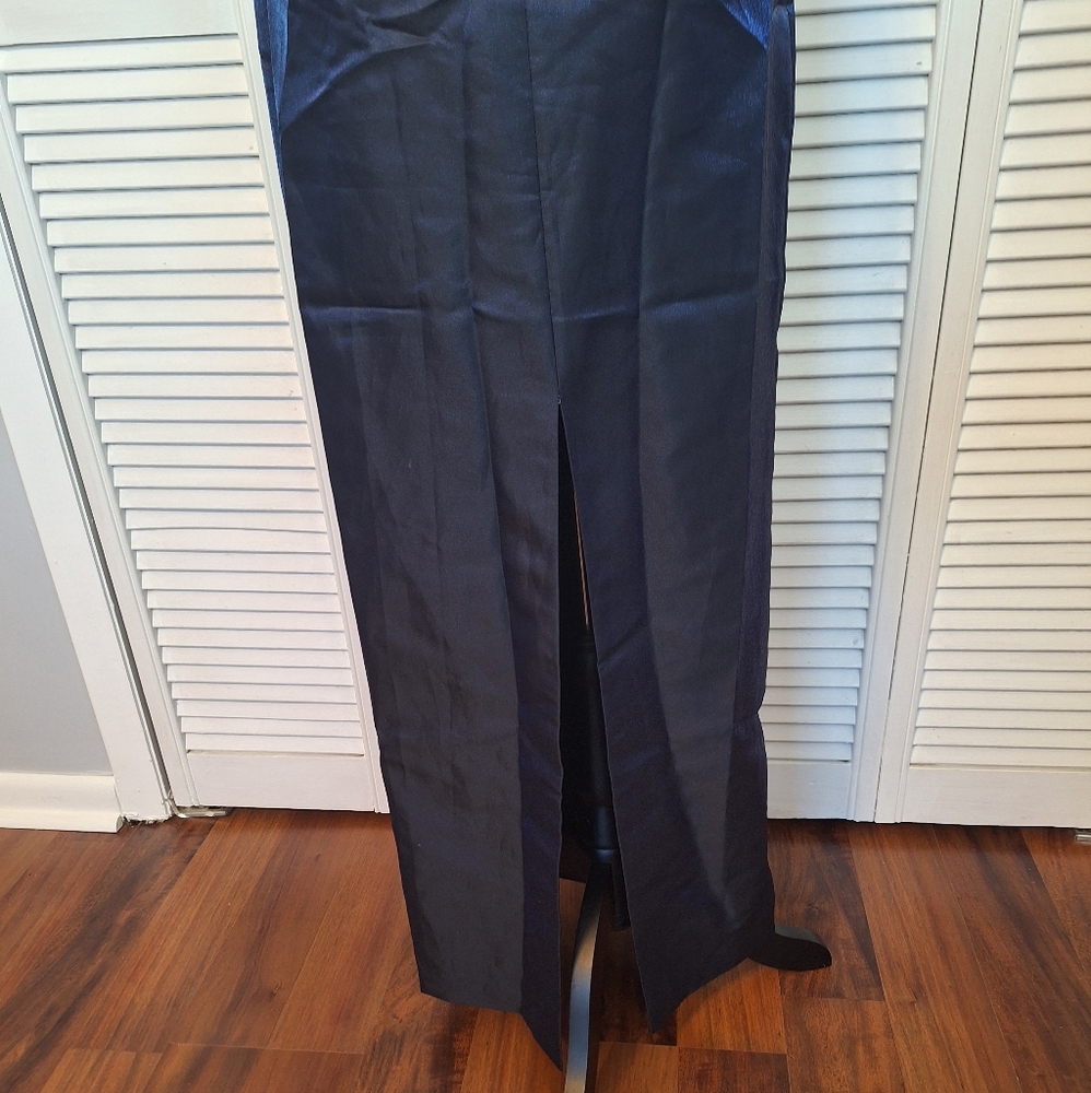 Adrianna papell taffeta open back navy maxi dress sz 4 *J - Picture 6 of 6